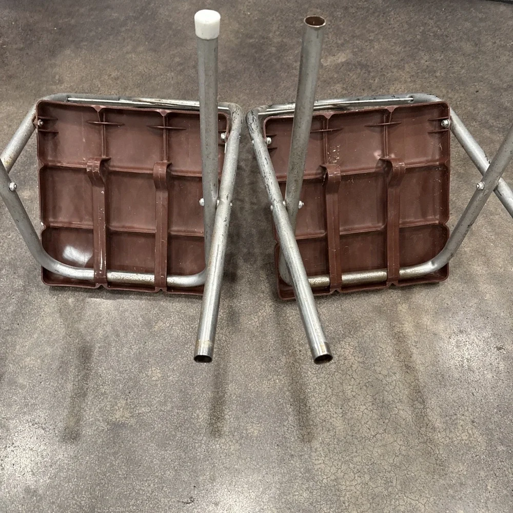 Two Vintage Kid's MCM Kidee Krome Children's School Chair Brown